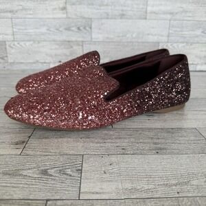 Birdies Women's Pink Ombré Glitter Loafer Slip On Flats Size 9.5 Round Toe